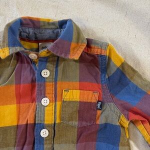 Oshkosh Bgosh Baby Boy Flannel Onesie Colorful Plaid Kids Shirt